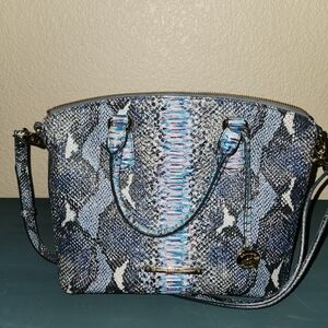 Chic Brahmin Blue and Black Snake Print Handbag